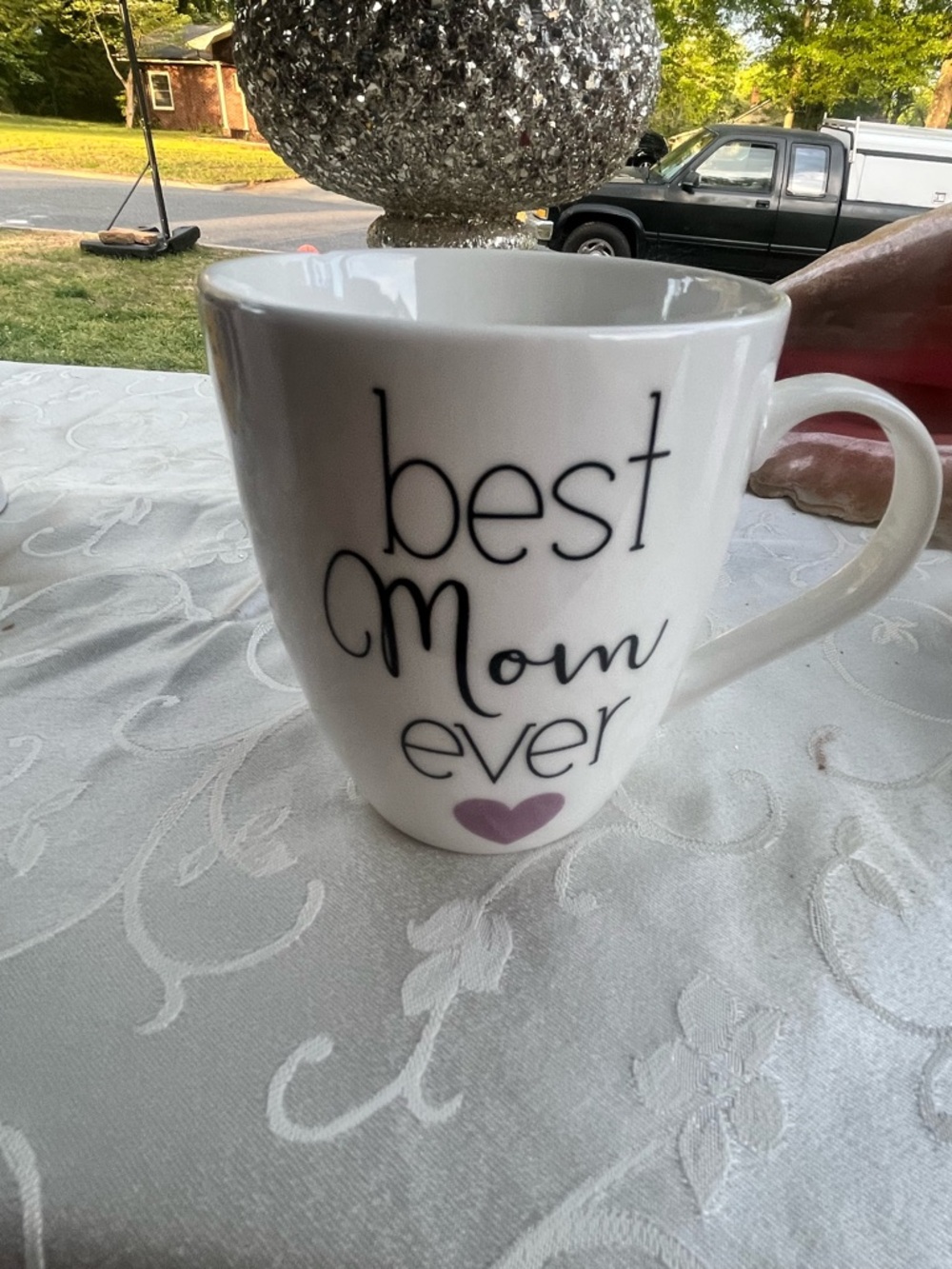 3 Pfaltzgraff White Mug with Purple Heart "Best Mom Ever" and Love mugs